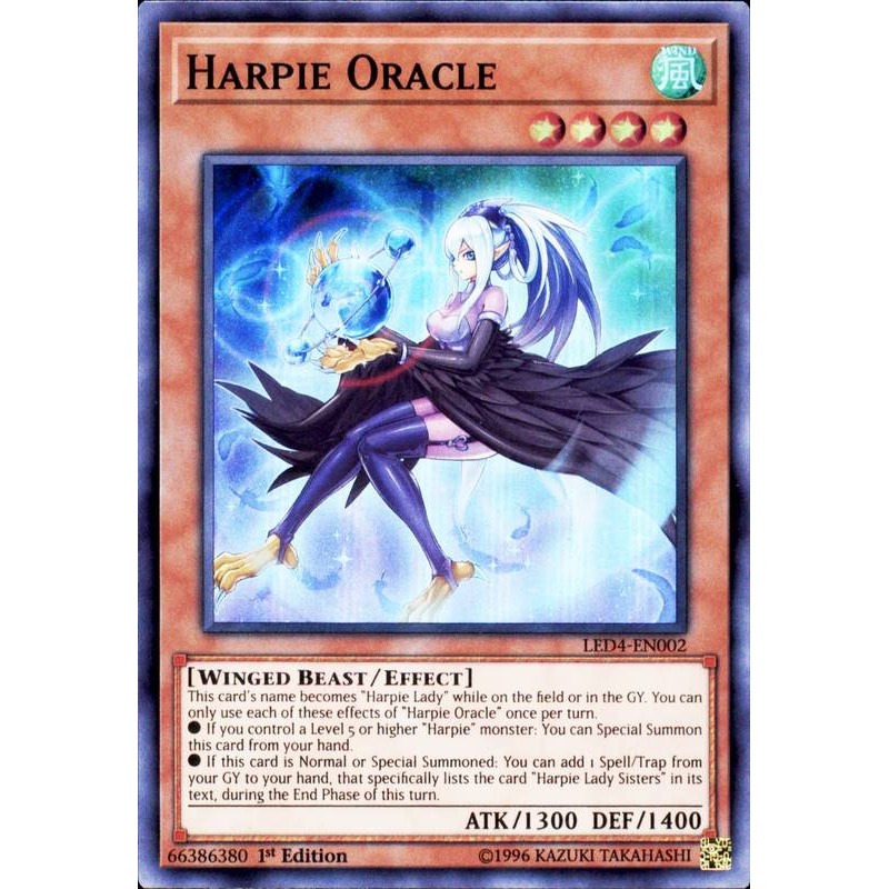 Super Rare Harpie Oracle LED4-EN002 Yugioh 1st Edition
