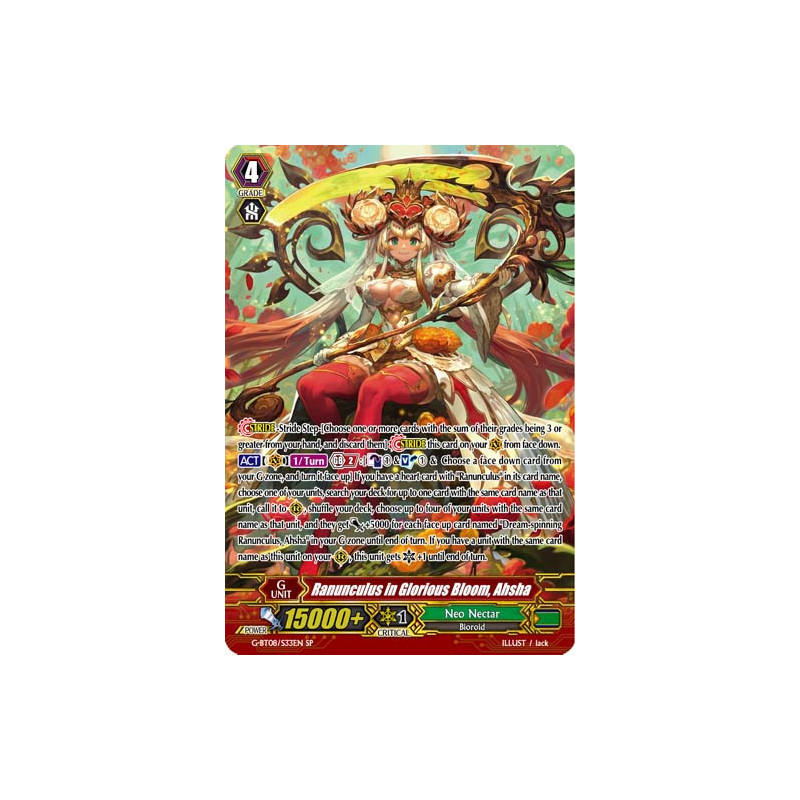 Vanguard_TCG_card_G-BT08_S33EN_SP_Ranunculus_in_Glorious_Bloom_Ahsha_Absolute_Judgment
