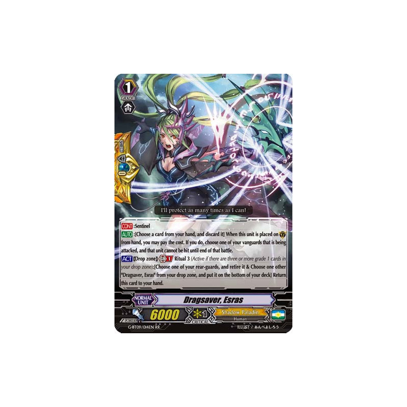 Vanguard_TCG_card_G-BT09_014EN_RR_Dragsaver_Esras_Divine_Dragon_Caper