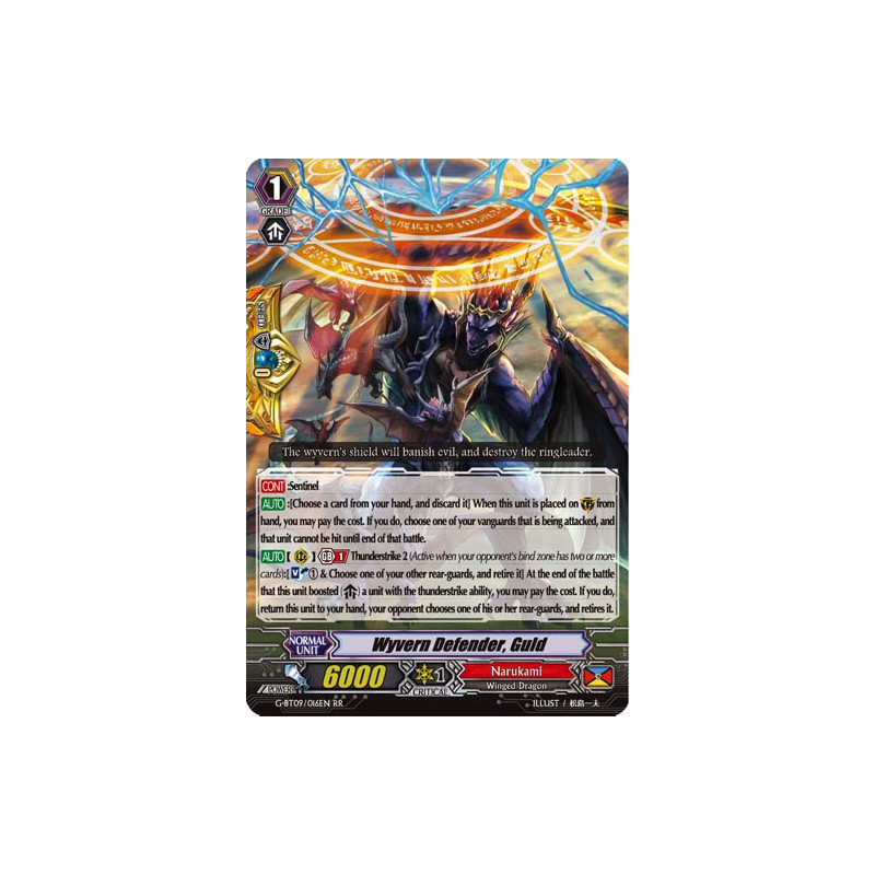 Vanguard_TCG_card_G-BT09_016EN_RR_Wyvern_Defender_Guld_Divine_Dragon_Caper