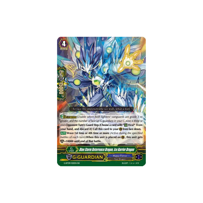 Vanguard_TCG_card_G-BT09_021EN_RR_Blue_Storm_Deterrence_Dragon_Ice_Barrier_Dragon_Divine_Dragon_Caper