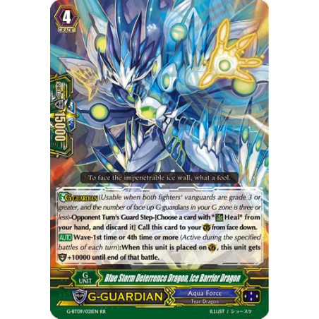 Vanguard_TCG_card_G-BT09_021EN_RR_Blue_Storm_Deterrence_Dragon_Ice_Barrier_Dragon_Divine_Dragon_Caper