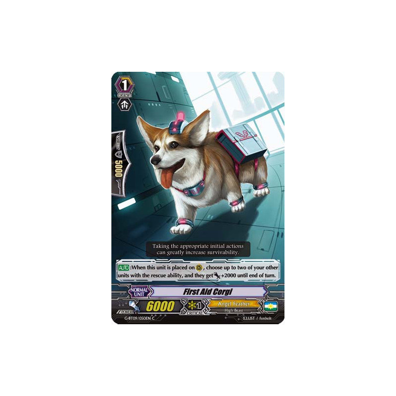 Vanguard_TCG_card_G-BT09_050EN_C_First_Aid_Corgi_Divine_Dragon_Caper