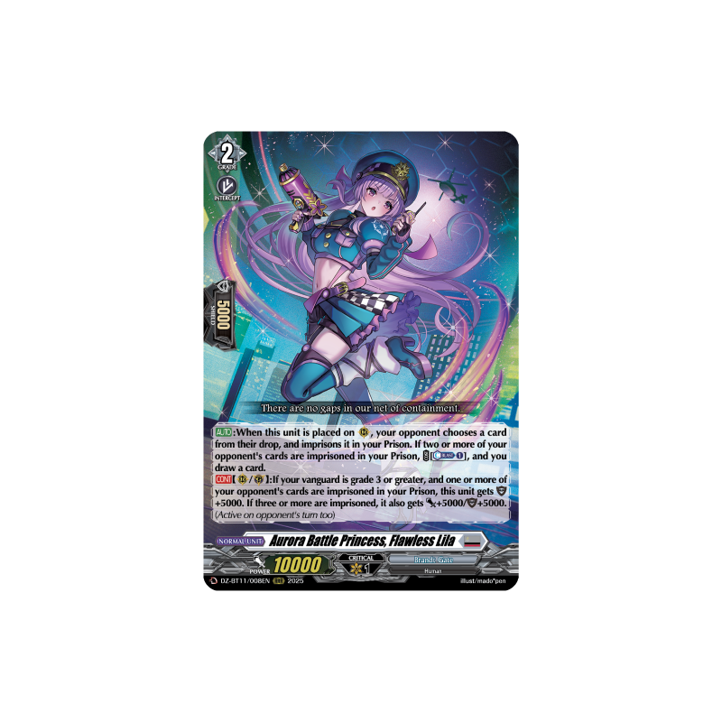 Vanguard_TCG_card_DZ-BT11_008EN_RRR_Aurora_Battle_Princess_Flawless_Lila_Symphony_of_Might_Bloom