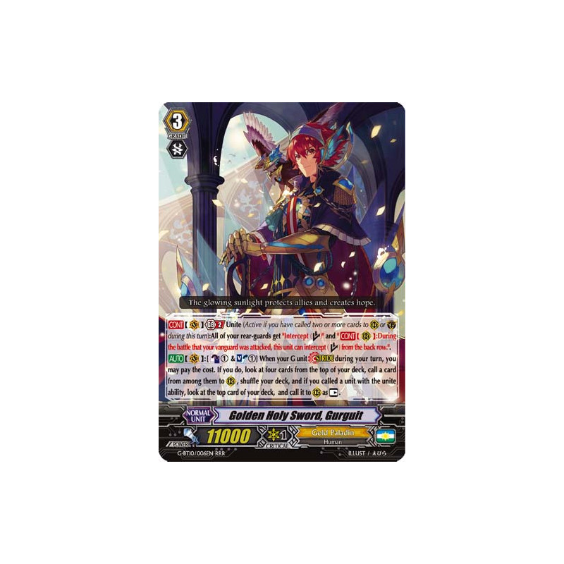 Vanguard_TCG_card_G-BT10_006EN_RRR_Golden_Holy_Sword_Gurguit_Raging_Clash_of_the_Blade_Fangs