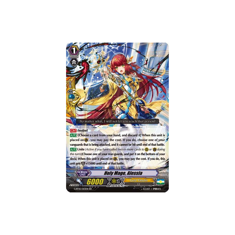 Vanguard_TCG_card_G-BT10_013EN_RR_Holy_Mage_Alessia_Raging_Clash_of_the_Blade_Fangs