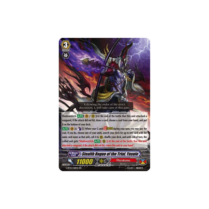 Vanguard_TCG_card_G-BT10_018EN_RR_Stealth_Rogue_of_the_Trial_Yasuie_Raging_Clash_of_the_Blade_Fangs
