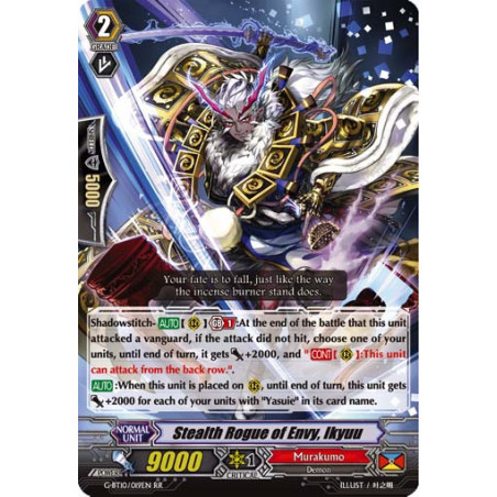 Vanguard_TCG_card_G-BT10_019EN_RR_Stealth_Rogue_of_Envy_Ikyuu_Raging_Clash_of_the_Blade_Fangs