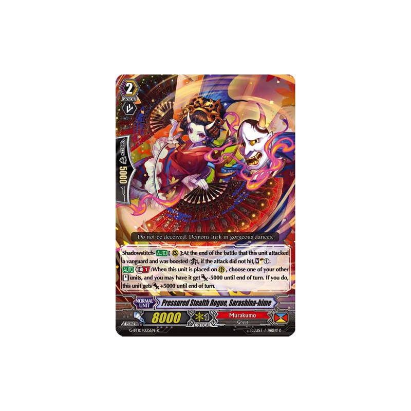 Vanguard_TCG_card_G-BT10_035EN_R_Pressured_Stealth_Rogue_Sarashina-hime_Raging_Clash_of_the_Blade_Fangs