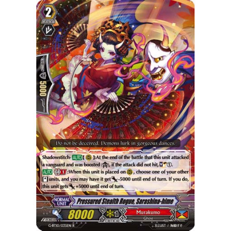 Vanguard_TCG_card_G-BT10_035EN_R_Pressured_Stealth_Rogue_Sarashina-hime_Raging_Clash_of_the_Blade_Fangs