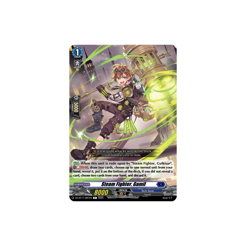 Vanguard_TCG_card_DZ-BT11_081EN_C_Steam_Fighter_Gamil_Symphony_of_Might_Bloom