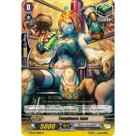 Vanguard_TCG_card_G-BT10_098EN_C_Toughness_Jane_Raging_Clash_of_the_Blade_Fangs