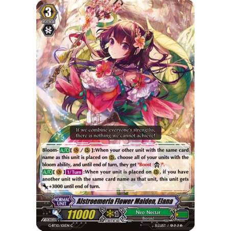 Vanguard_TCG_card_G-BT10_101EN_C_Alstroemeria_Flower_Maiden_Elana_Raging_Clash_of_the_Blade_Fangs