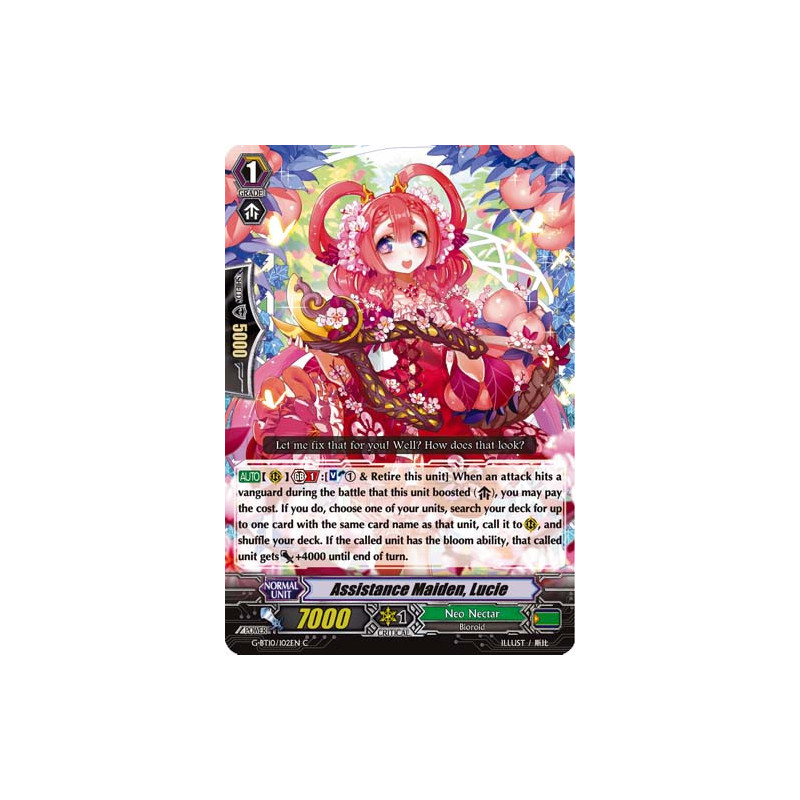 Vanguard_TCG_card_G-BT10_102EN_C_Assistance_Maiden_Lucie_Raging_Clash_of_the_Blade_Fangs