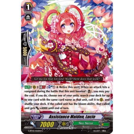 Vanguard_TCG_card_G-BT10_102EN_C_Assistance_Maiden_Lucie_Raging_Clash_of_the_Blade_Fangs