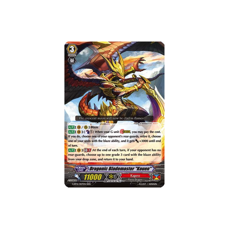 Vanguard_TCG_card_G-BT11_007EN_RRR_Dragonic_Blademaster_Kouen_Demonic_Advent
