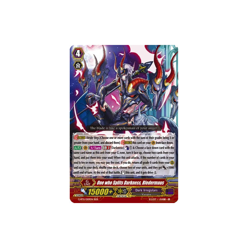 Vanguard_TCG_card_G-BT11_009EN_RRR_One_who_Splits_Darkness_Bledermaus_Demonic_Advent