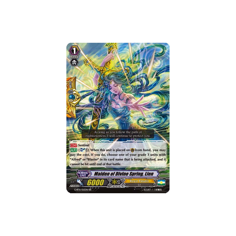 Vanguard_TCG_card_G-BT11_012EN_RR_Maiden_of_Divine_Spring_Lien_Demonic_Advent