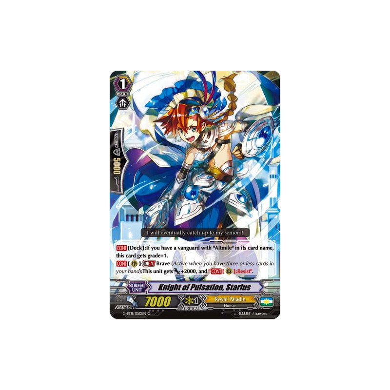 Vanguard_TCG_card_G-BT11_050EN_C_Knight_of_Pulsation_Starius_Demonic_Advent