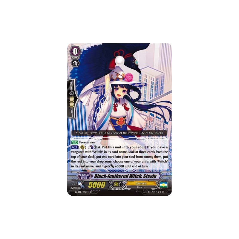 Vanguard_TCG_card_G-BT11_057EN_C_Black-feathered_Witch_Stevia_Demonic_Advent