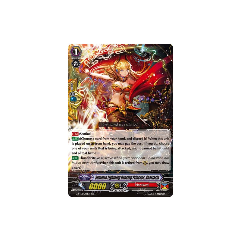 Vanguard_TCG_card_G-BT12_019EN_RR_Summon_Lightning_Dancing_Princess_Anastasia_Dragon_King_s_Awakening
