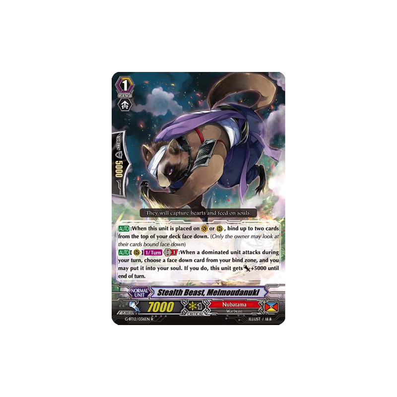 Vanguard_TCG_card_G-BT12_036EN_R_Stealth_Beast_Meimoudanuki_Dragon_King_s_Awakening