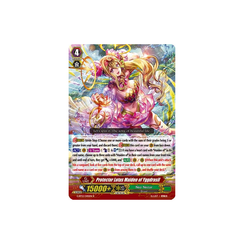 Vanguard_TCG_card_G-BT12_045EN_C_Protector_Lotus_Maiden_of_Yggdrasil_Dragon_King_s_Awakening