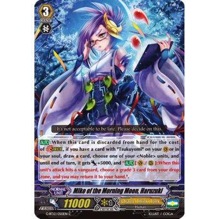 Vanguard_TCG_card_G-BT12_050EN_C_Miko_of_the_Morning_Moon_Haruzuki_Dragon_King_s_Awakening