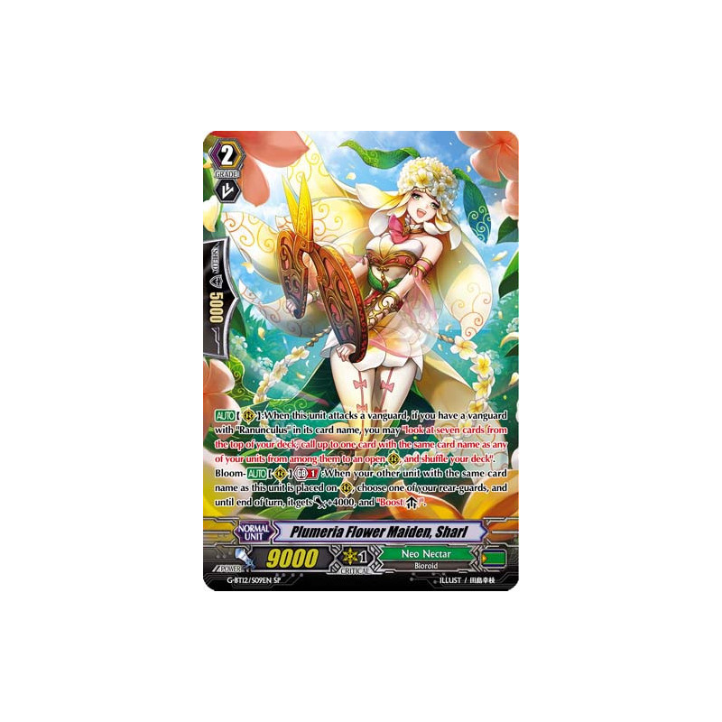 Vanguard_TCG_card_G-BT12_S09EN_SP_Plumeria_Flower_Maiden_Sharl_Dragon_King_s_Awakening