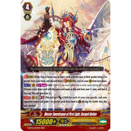 Vanguard_TCG_card_G-BT13_007EN_RRR_Master_Swordsman_of_First_Light_Gurguit_Helios_Ultimate_Stride