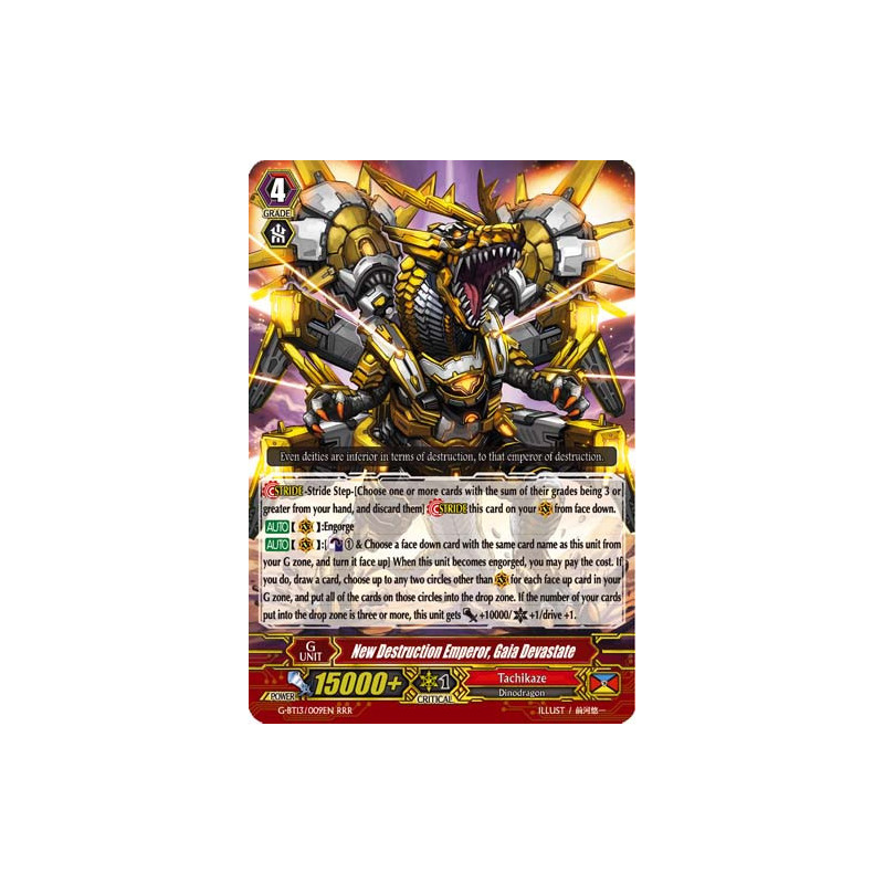 Vanguard_TCG_card_G-BT13_009EN_RRR_New_Destruction_Emperor_Gaia_Devastate_Ultimate_Stride