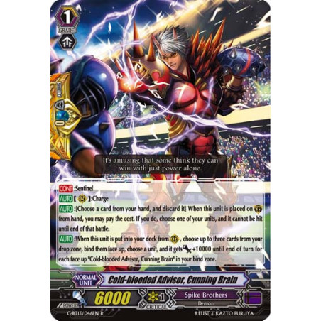Vanguard_TCG_card_G-BT13_046EN_R_Cold-blooded_Advisor_Cunning_Brain_Ultimate_Stride