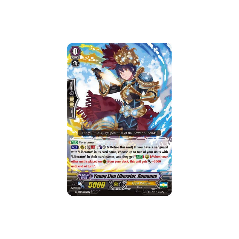 Vanguard_TCG_card_G-BT13_069EN_C_Young_Lion_Liberator_Romanus_Ultimate_Stride