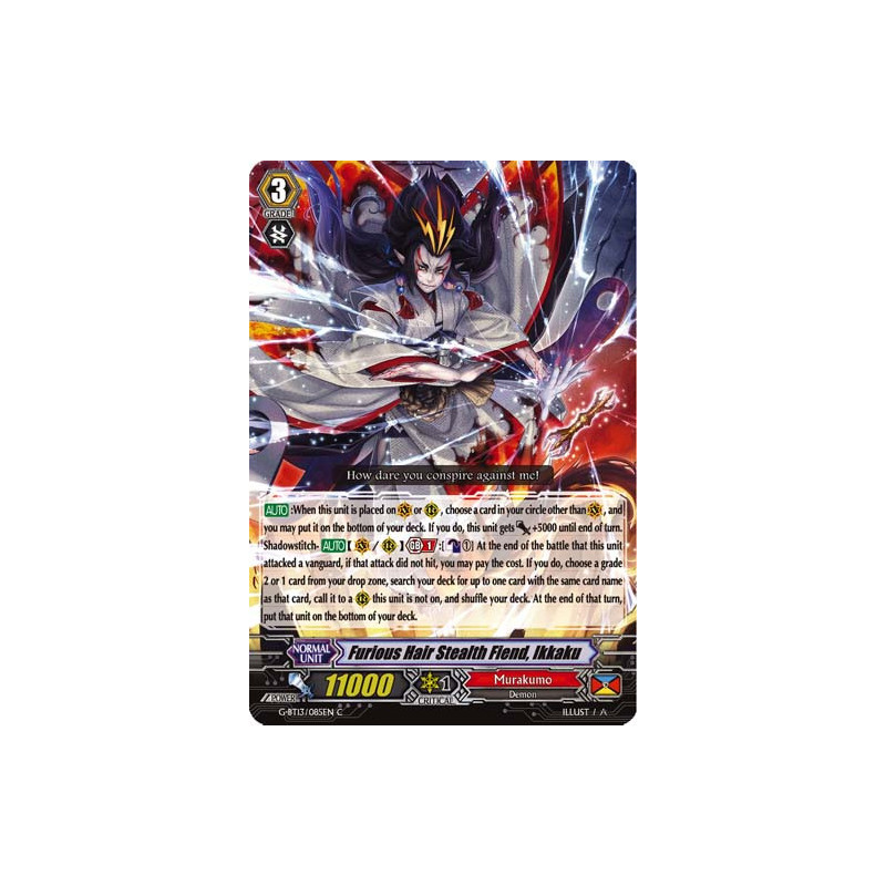 Vanguard_TCG_card_G-BT13_085EN_C_Furious_Hair_Stealth_Rogue_Ikkaku_Ultimate_Stride