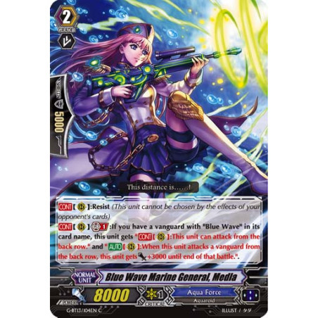 Vanguard_TCG_card_G-BT13_104EN_C_Blue_Wave_Marine_General_Medla_Ultimate_Stride