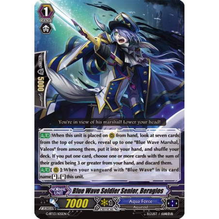Vanguard_TCG_card_G-BT13_105EN_C_Blue_Wave_Soldier_Senior_Beragios_Ultimate_Stride
