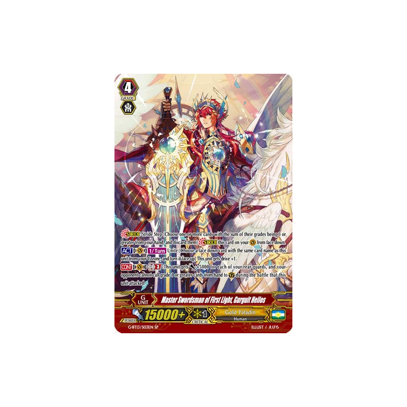 Vanguard_TCG_card_G-BT13_S03EN_SP_Master_Swordsman_of_First_Light_Gurguit_Helios_Ultimate_Stride