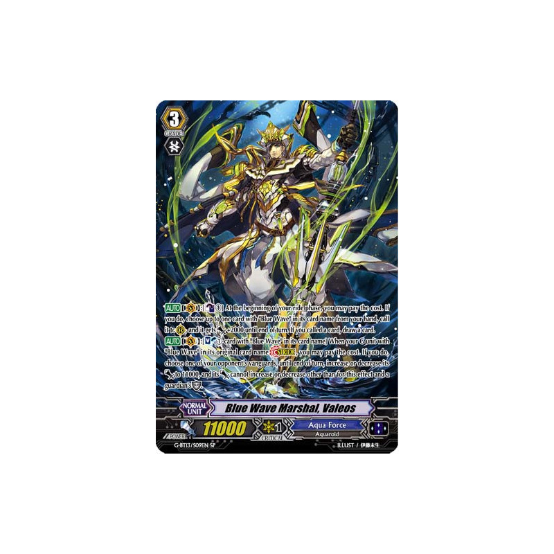 Vanguard_TCG_card_G-BT13_S09EN_SP_Blue_Wave_Marshal_Valeos_Ultimate_Stride