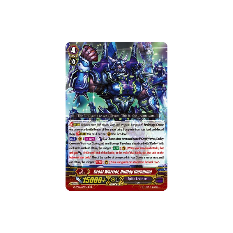 Vanguard_TCG_card_G-FC01_017ENRRR_Great_Warrior_Dudley_Geronimo_Fighters_Collection_2015