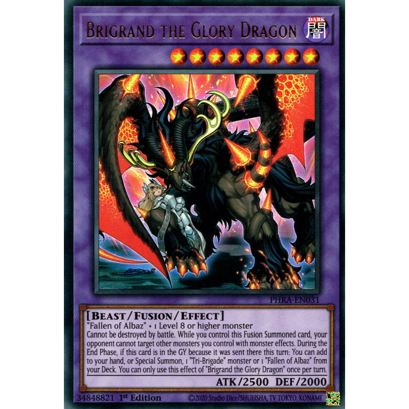 YUGIOH Brigrand the Glory Dragon PHRA-EN031 Ultra Rare 1st Edition