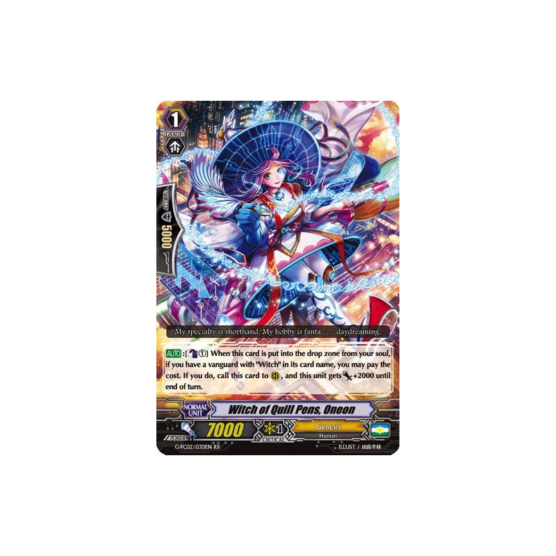 Vanguard_TCG_card_G-FC02_030ENRR_Witch_of_Quill_Pens_Oneon_Fighters_Collection_2016