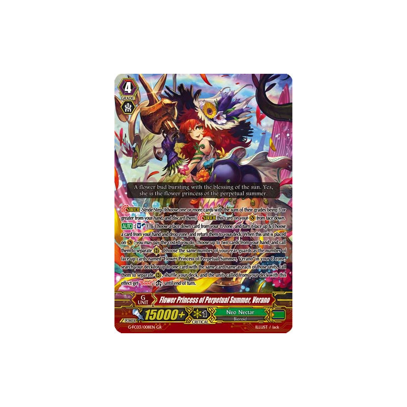 Vanguard_TCG_card_G-FC03_008ENGR_Flower_Princess_of_Perpetual_Summer_Verano_Fighters_Collection_2016