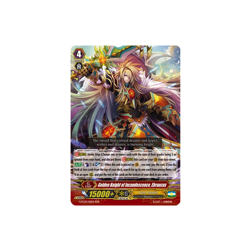 Vanguard_TCG_card_G-FC03_011ENRRR_Golden_Knight_of_Incandescence_Ebraucus_Fighters_Collection_2016