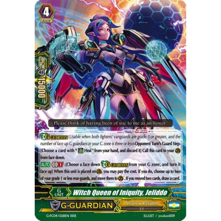 Vanguard_TCG_card_G-FC04_028ENRRR_Witch_Queen_of_Iniquity_Jeliddo_Fighters_Collection_2017