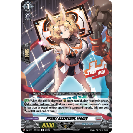 Vanguard_TCG_card_DZ-BT11_091EN_C_Pretty_Assistant_Flemy_Symphony_of_Might_Bloom