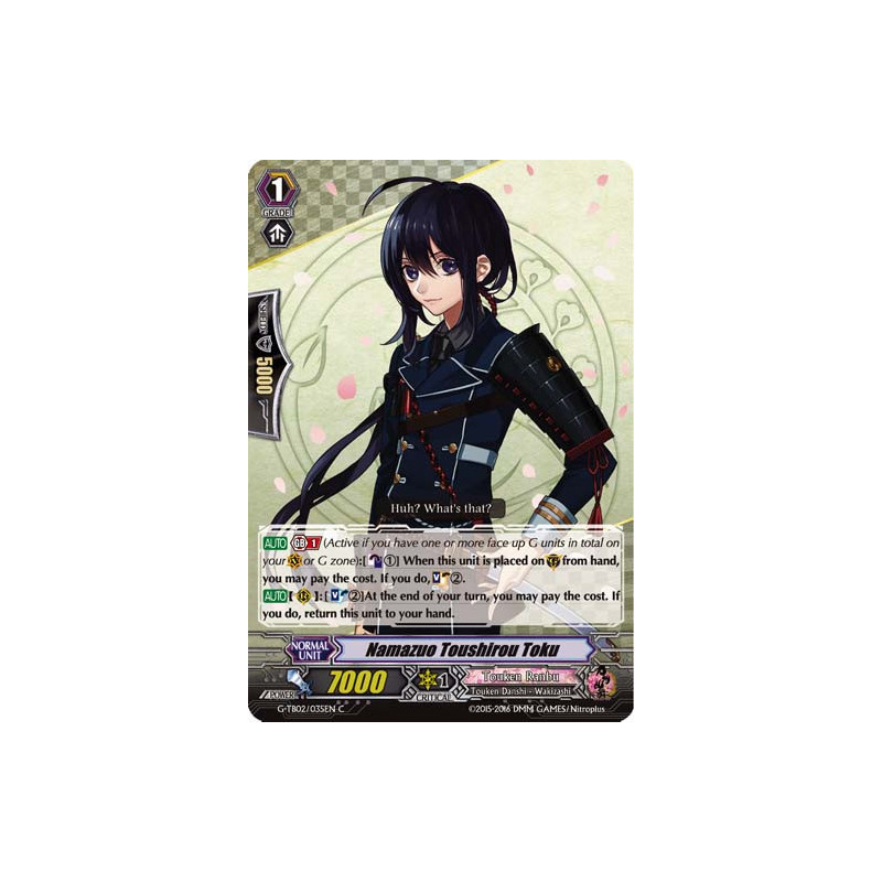 Vanguard_TCG_card_G-TB02_035EN_C_Namazuo_Toushirou_Toku_Fighters_Collection_2016