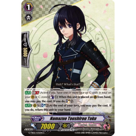 Vanguard_TCG_card_G-TB02_035EN_C_Namazuo_Toushirou_Toku_Fighters_Collection_2016