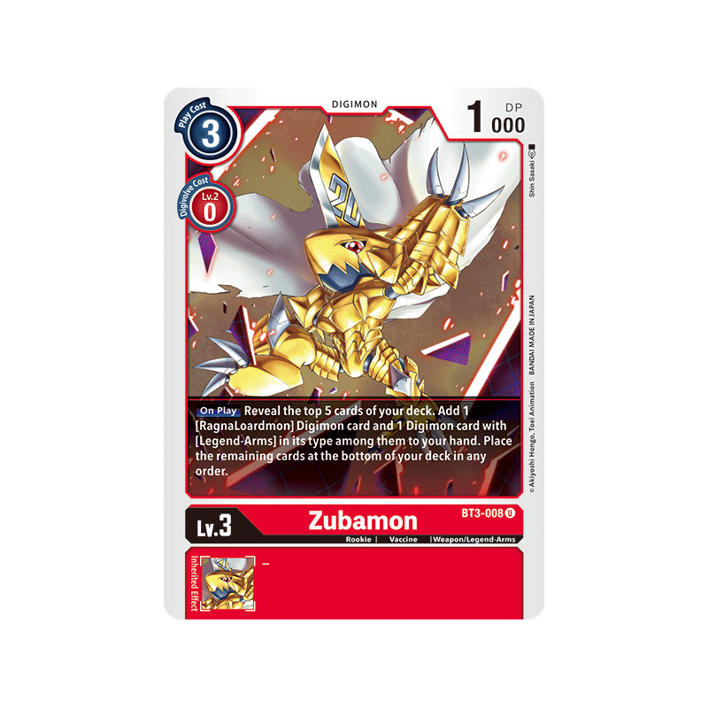 Bt3 008 U Zubamon Digimon Release Special Booster Ver 1 5 Digimon Card Game