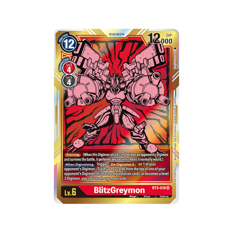 Juego de cartas Digimon BT3-018 Blitzgreymon Super Raro 