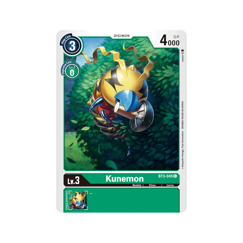 BT3-045 C Kunemon Digimon - RELEASE SPECIAL BOOSTER Ver.1.5 Digimon Card  Game